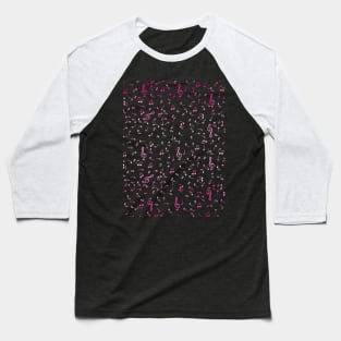 Pink Gradient Music Notes Baseball T-Shirt